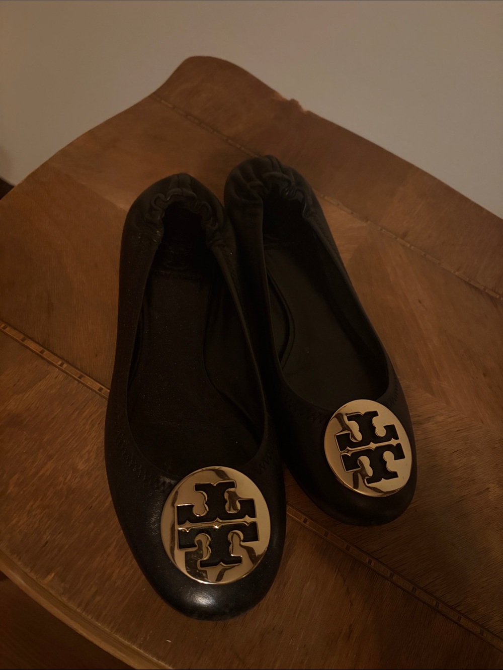 Tory Burch Black Reva Logo Ballet Flats